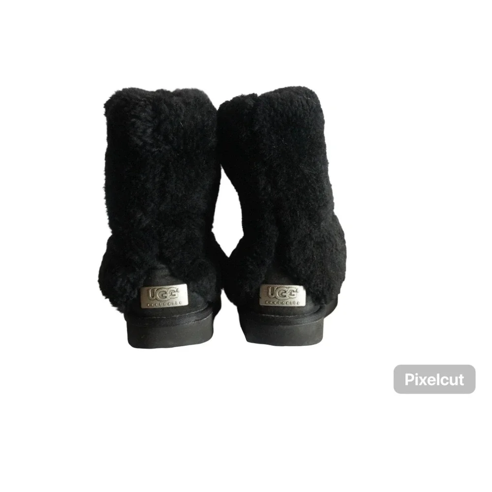 UGG Patten 1006794 Women's Snow Boots 7 Black Suede Sheepskin Pull On Boots